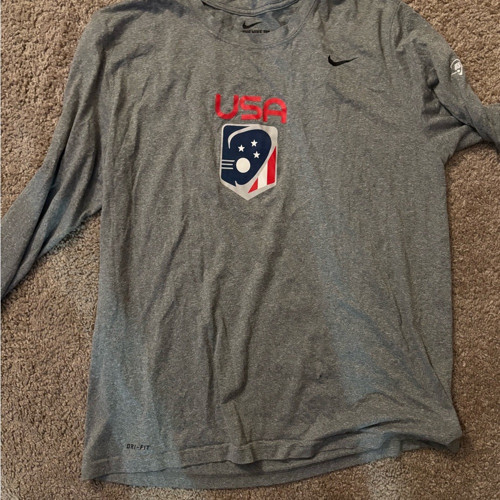 Nike Men's Gray USA Long Sleeve Shirt